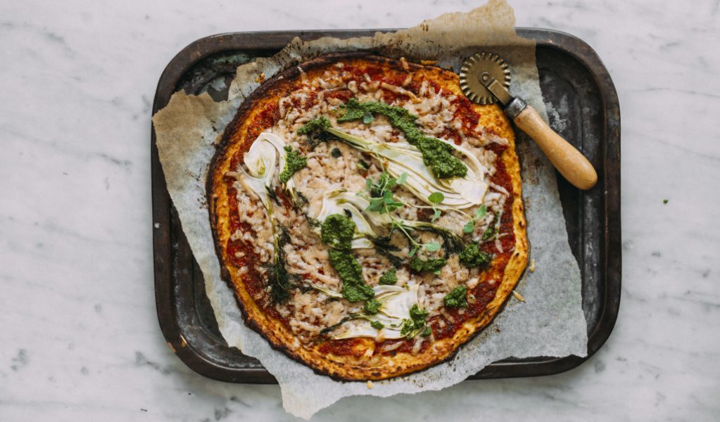 pizza med blomkålbunn