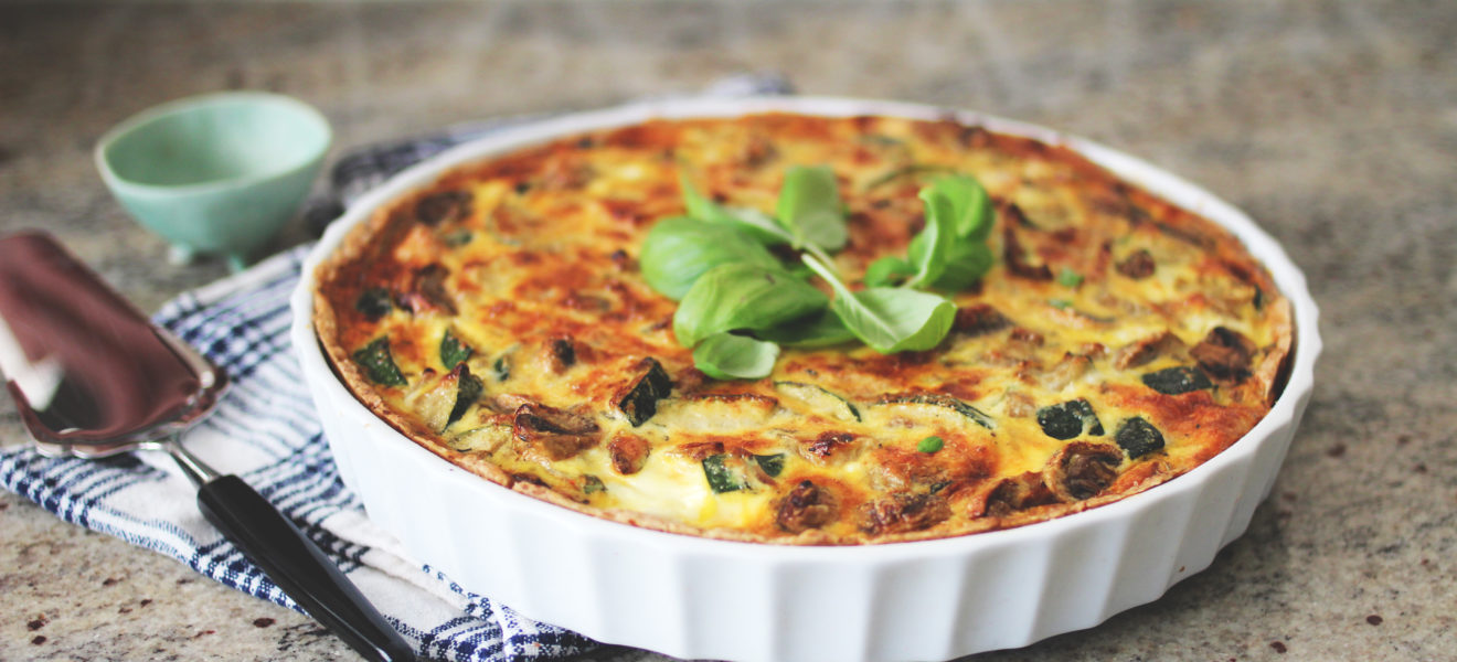 Pai med mascarpone og grønnsaker