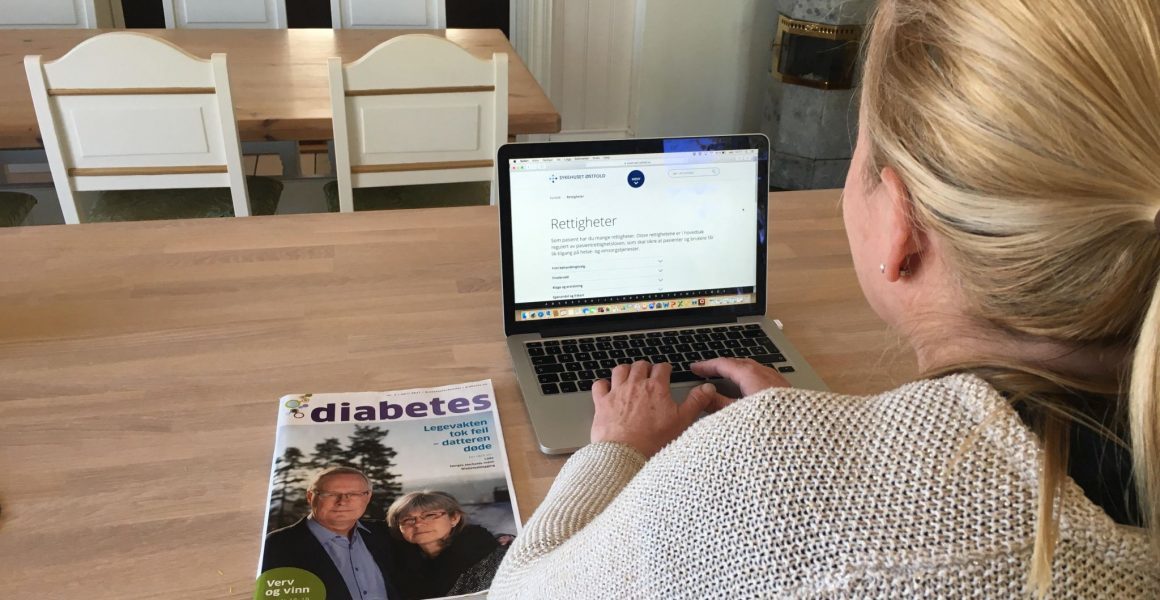 kvinne laptop søker etter rettigheter diabetes diabetes informasjon