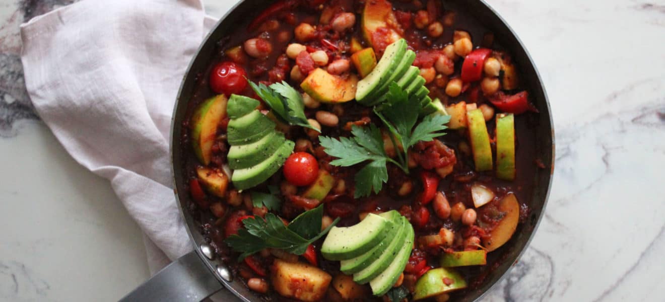 Spicy tomatpanne med bønner