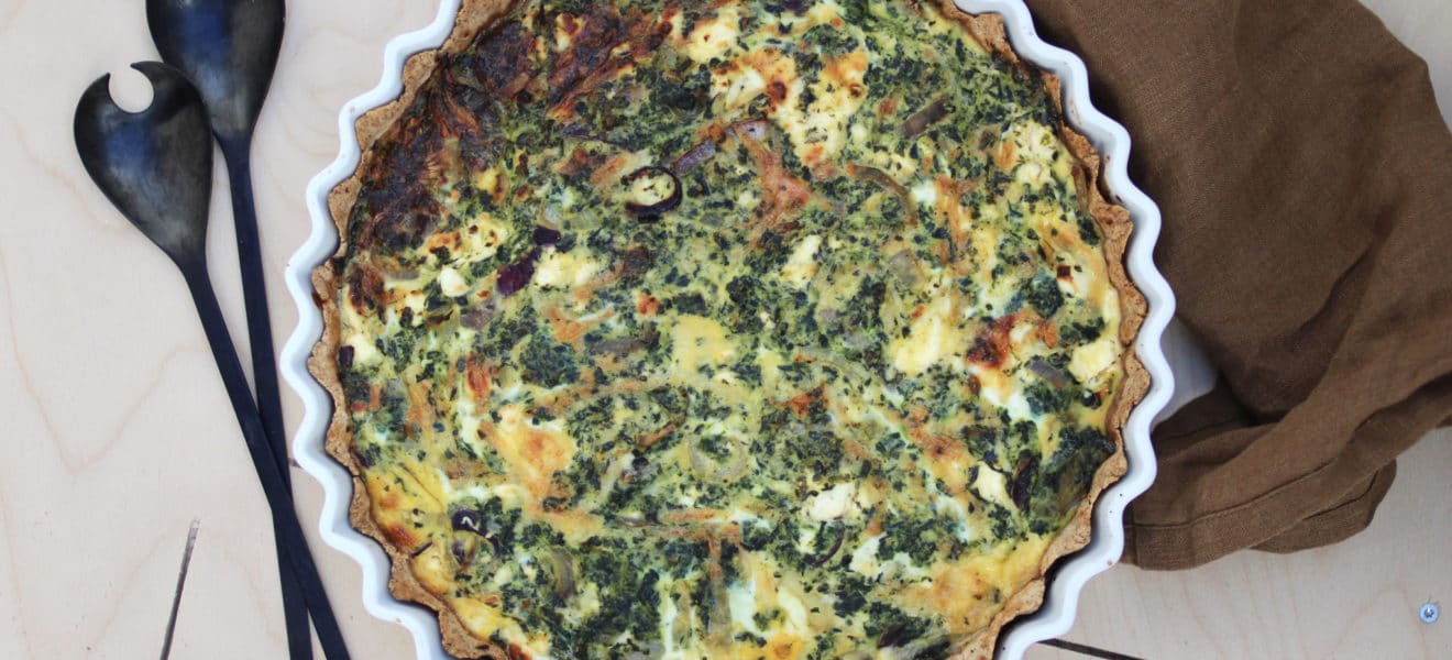 Grov pai med spinat og feta