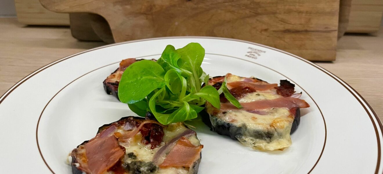 Minipizza på auberginebunn